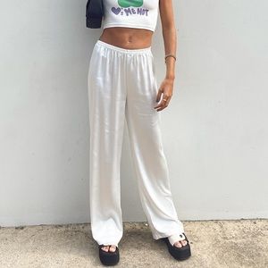 NWT Princess Polly Nixie silky material Pants White Size us 2